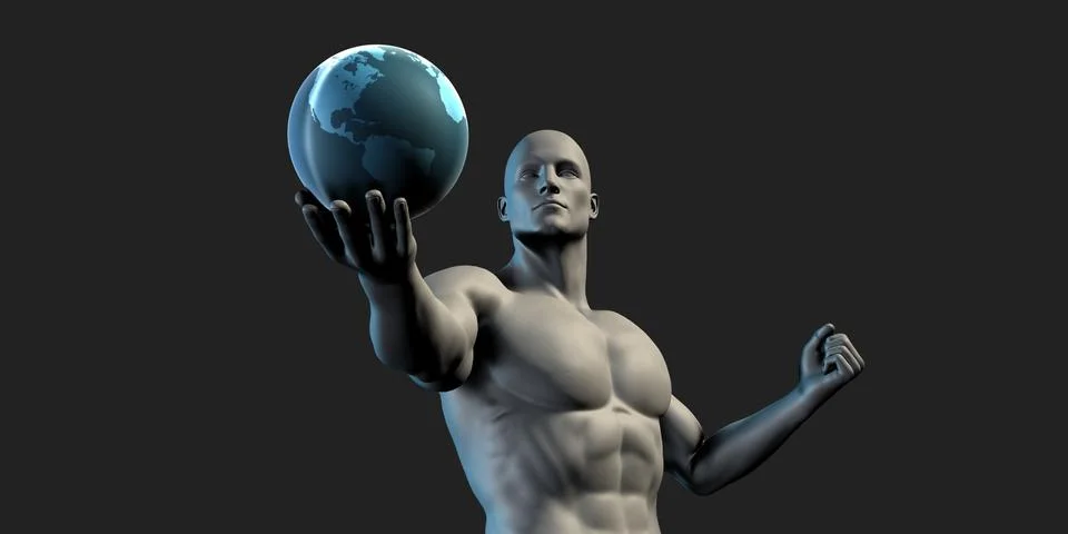 Man Holding Globe Illustrazione stock
