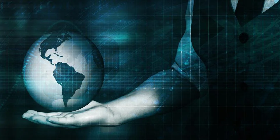 Man Holding Globe Illustrazione stock