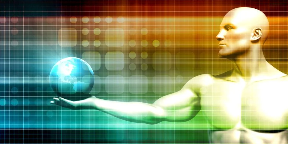 Man Holding Globe Stock Illustration