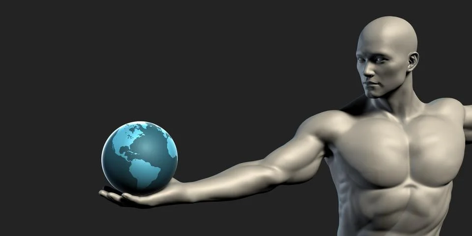 Man Holding Globe Stock Illustration