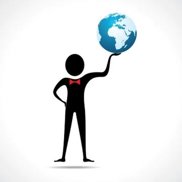 Man holding a globe vector Stock Illustration