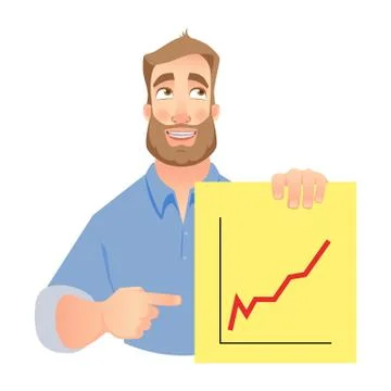 Man holding graphs Stock Illustration
