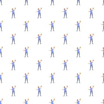 Man holding hamburger seamless pattern repeating design Stockillustratie