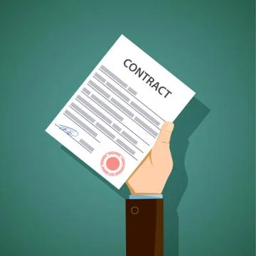 Man holding in hand a document contract. Stock vector illustrati Stock-Illustration