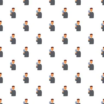 Man holding hand mirror seamless pattern Stock Illustration