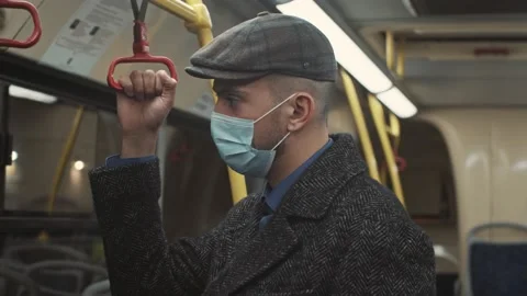Man Holding Handrail on Train. Stock Footage 168228956