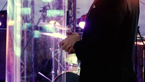 Man holding hands in front of him rubbing  Stock Footage 105169306
