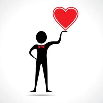 Man holding a heart icon vector Stock Illustration
