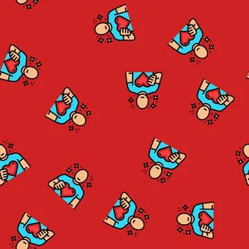 Man holding heart vector seamless pattern イラスト素材