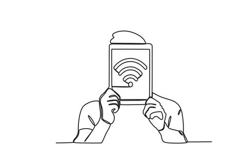 A man holding an iPad with an Internet icon Stock Illustration