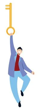 Man Holding Key 库存插图