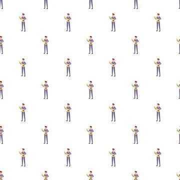 Man holding key seamless pattern on white background Stock Illustration