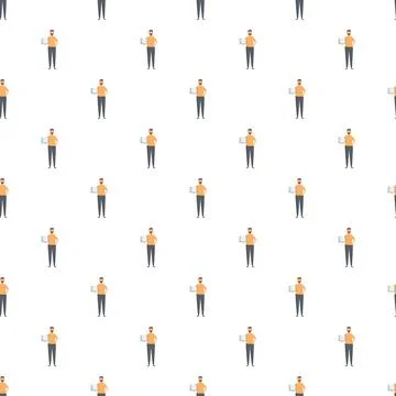 Man holding laptop seamless pattern digital background イラスト素材
