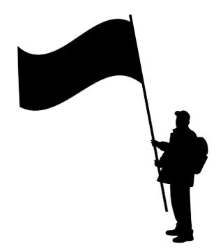 Man holding large flag Illustrazione stock