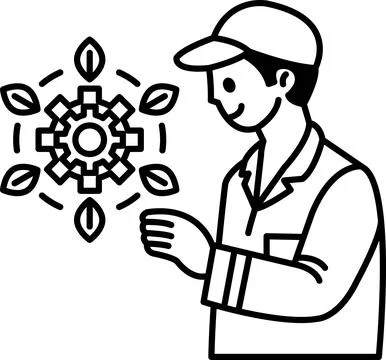 A man is holding a leafy green object Stock Illustration