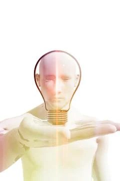 Man holding a lightbulb with the hand Stockillustratie