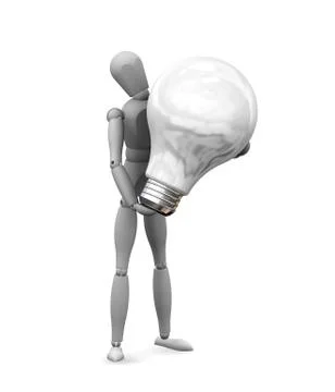 Man holding a lightbulb Stock Illustration