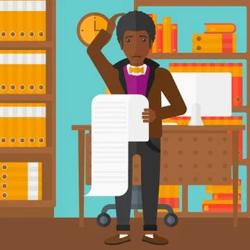 Man holding long bill Stock Illustration