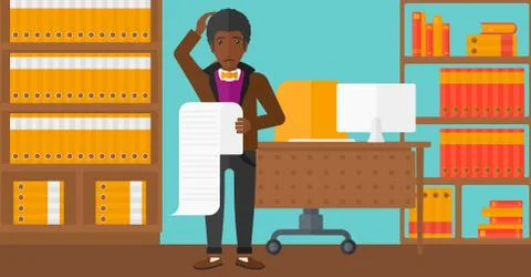 Man holding long bill Stock Illustration
