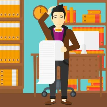 Man holding long bill Stock Illustration