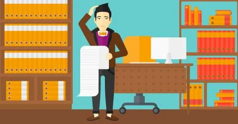 Man holding long bill Stock Illustration