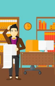 Man holding long bill Stock Illustration