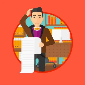 Man holding long bill Stock Illustration