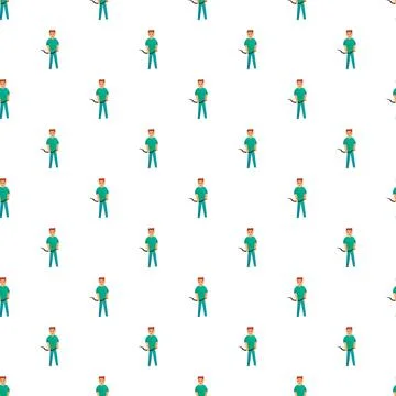 Man holding longbow simple flat seamless pattern Stock Illustration