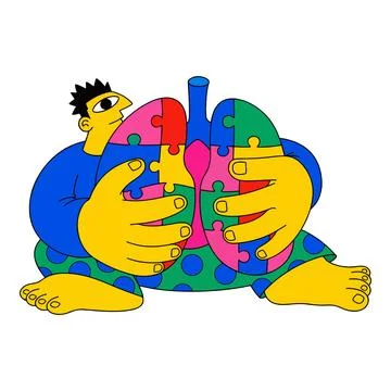 Man Holding Lungs Puzzle Stock Illustration