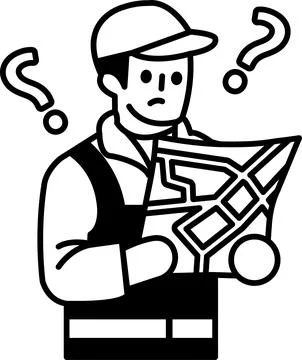 A man is holding a map and looking at it Illustrazione stock