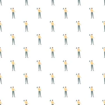 Man holding megaphone repeating pattern advocating communication 库存插图