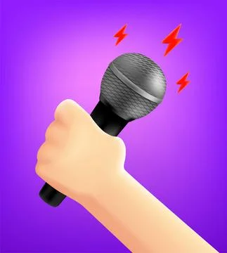 Man holding microphone in a hand. 3d vector illustration Stock-Illustration