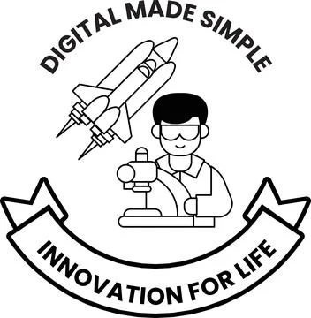 A man is holding a microscope and a rocket is flying in the background Stock Illustration