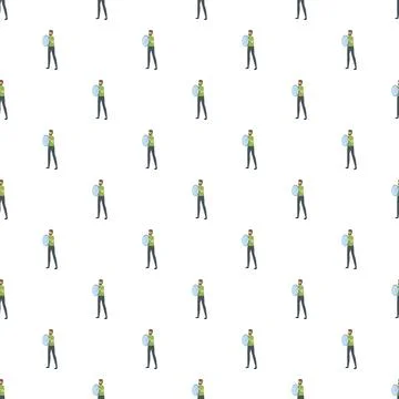 Man holding mirror looking at reflection seamless pattern Stock Illustration