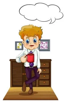 A man holding a mug with an empty callout Stock Illustration