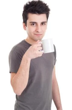 Man holding mug Stock Photos