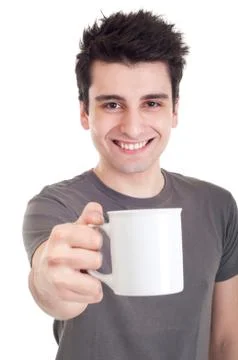 Man holding mug Stock Photos