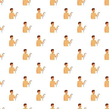 Man holding network cable connection seamless pattern 库存插图