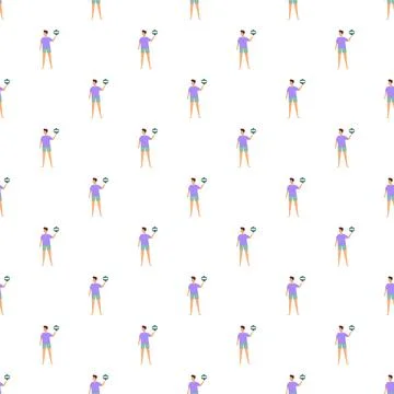 Man holding object seamless repeating pattern illustration Stock Illustration
