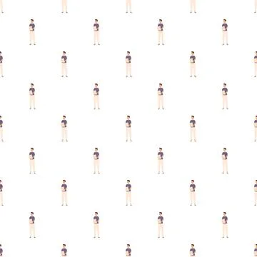 Man holding package delivery shipping seamless pattern Stock Illustration