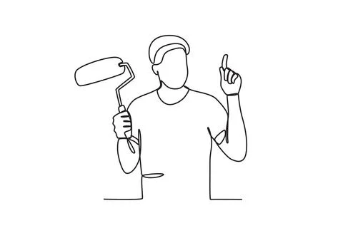 A man holding a paint roller Ilustración de archivo