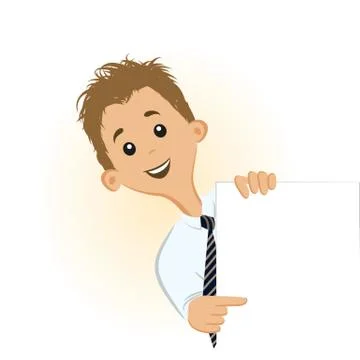 Man holding a paper sheet Stock Illustration