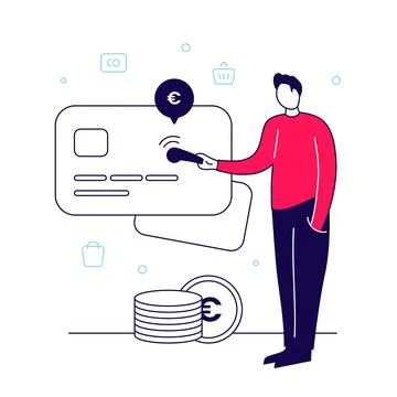 Man holding payment terminal Ilustración de archivo