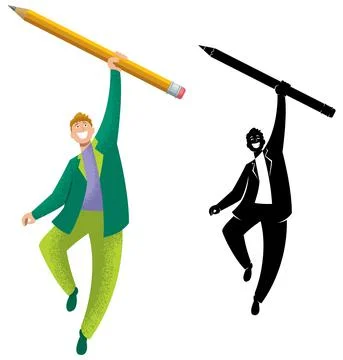 Man Holding Pencil Stockillustratie