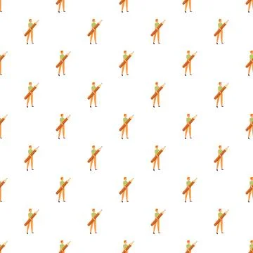 Man holding pencil pattern on repeating white background Stock Illustration