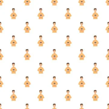 Man holding phone pattern using social media Illustrazione stock