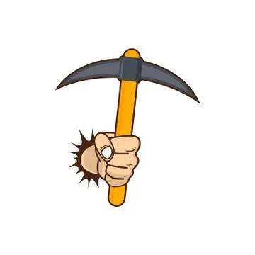 Man holding pickaxe bitcoin mining crypto currency Stock Illustration