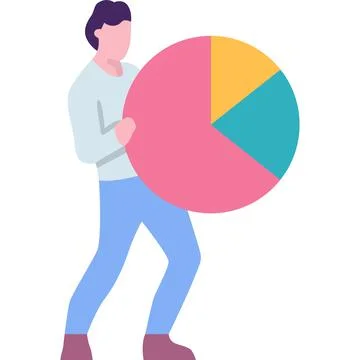 Man holding pie chart vector icon isolated Stock Illustration