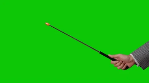 Man holding a pointer. Green background for chroma key composition. Stock Footage 143229160