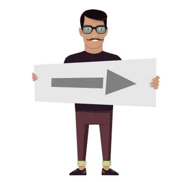 Man holding a pointer. Shows direction Stock Illustration